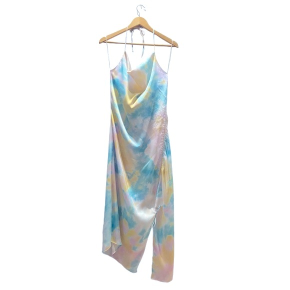 ZARA Tie Dye Satin Slip Midi Dress Size Small - Picture 2 of 16